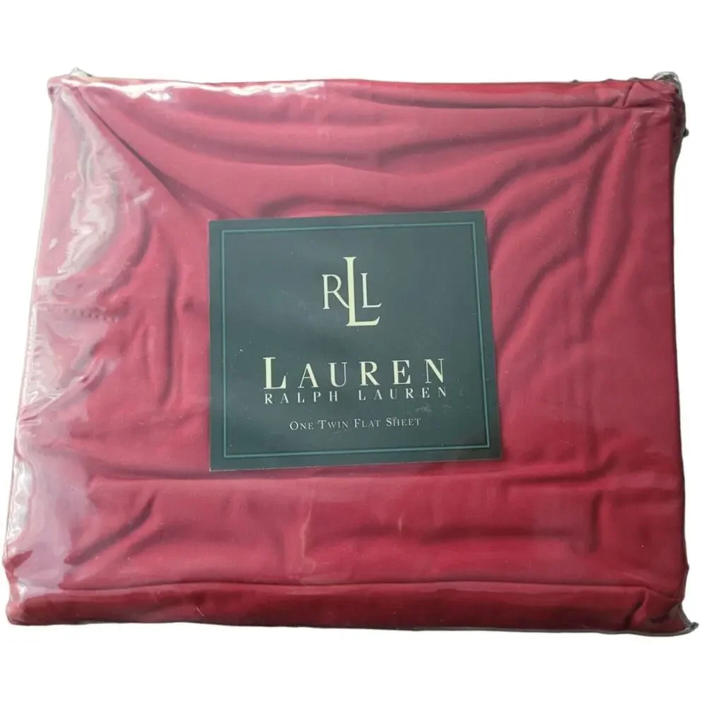 Vintage Ralph Lauren Home Solid Barn Red Twin Flat Sheet 250 Thread Count NOS